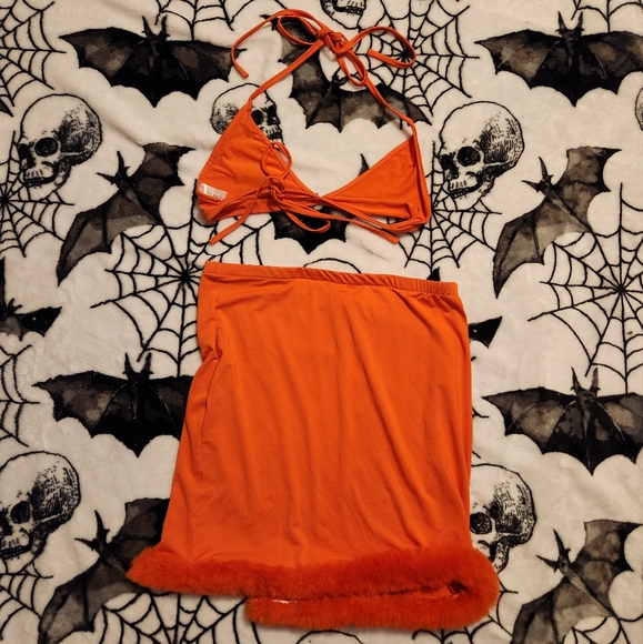 Orange Fuzzy Mesh Skirt Set - Picture 12 of 16